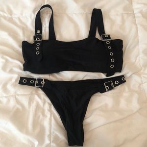 Buckle Design Black Bikini